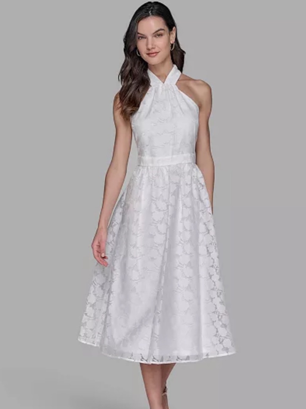 KARL LAGERFELD PARIS
Women's Organza Burnout Midi Dress